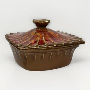 🔥 Vintage California Originals “Lava Fire” Covered Casserole | MCM Drip Glaze